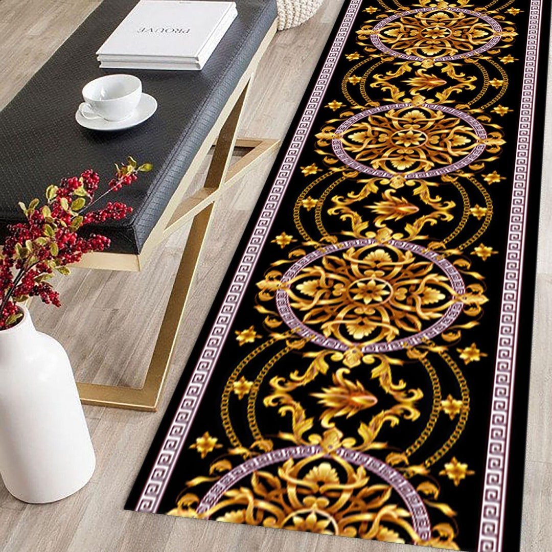 Greek Pattern Rug, Luxury Rug, Black Rugs, Modern Rug, Gold Rug ...