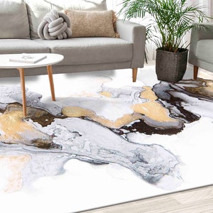 Gray Marble Rug, Gold Marble Rug, Shimmery Rug, Contemporary Rug, Black Rug, Black And Gold Rug, Gray And Gold Rug, Gray and Gold Marble Rug