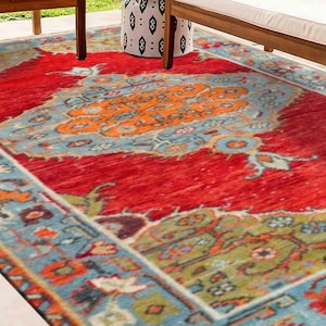 Floral Rugs, Blue Rugs, Guney Rugs, Anatolian Rug, Antique Style Rug, Turkish Rug, Chenille Rug, Entry Rug, Personalized Rug, Indoor Rug,