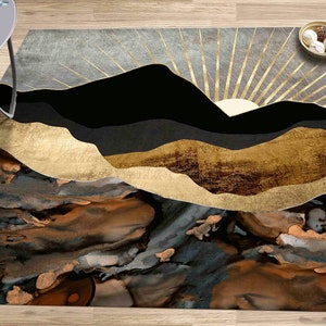 Abstract Mountain Landscape Rugs, Night Landscape Rug, Sky Landscape Rugs, Landscape Rugs, Non Slip Rug, Thin Rug, Small Rug,