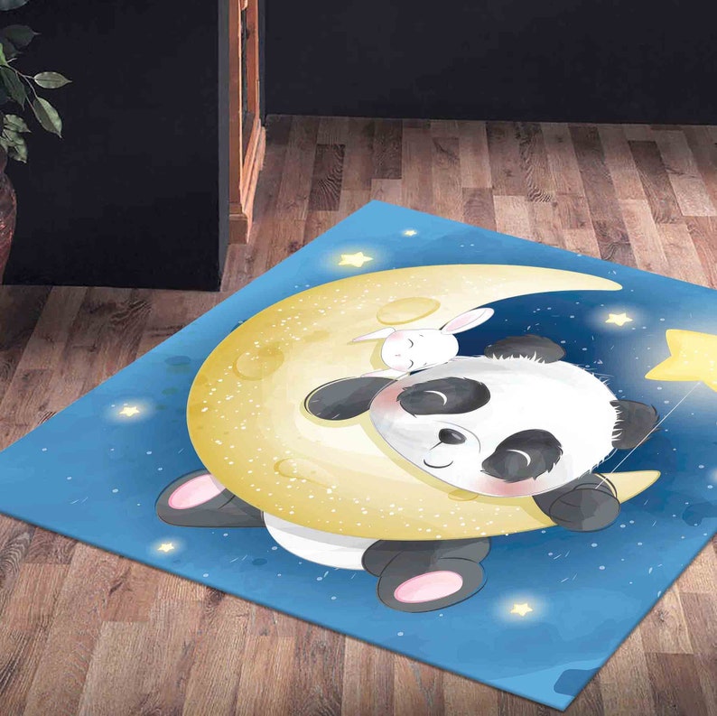 Cute Panda Rug, Cute Moon Rugs, Panda Rugs, Children Rugs, Gift Rug ...