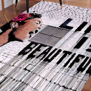 Tappeto per corridoio, tappeto per bagno, tappeto per ufficio, regalo per la casa, tappeti Banksy Life Is Beuatiful, tappeto con graffiti di donne, tappeti Banksy, tappeto fantastico,