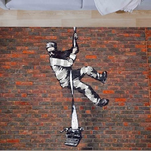 Decorative Rug, Large Rug, Custom Rug, Personalized Gifts, Bansky Reading Prison Rug, Banksy Graffiti Rugs, Banksy Rug, Runner Rug,