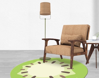Kiwi Slice Rug: Green Modern Accent Rug, 3D Printed