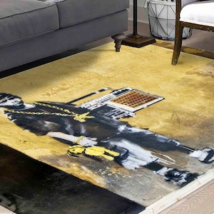 Outdoor Rug, Personalized Rug, Thin Rug, Handmade Gift, Banksy Rug, Hip Hop Rap Banksy Rug, Street Rugs, Easy To Clean Rug, Nursery Rug,