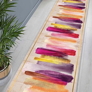 Pink Rug, Gold Rug, Colorful Rug, Modern Rugs, Gift Rug, Runner Rug, Salon Decor Rug, Step Rug, Customs Rug, Personalized Rug, Luxury Rug,