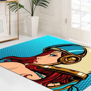 Alfombra de astronauta pop art, alfombras de astronauta, alfombra pop art, alfombras modernas, alfombra grande, alfombra antideslizante, alfombra lavable a máquina, alfombra decorativa,