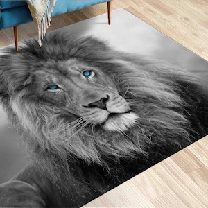 Entry Rug, Popular Rug, Loft Rug, Personalized Gifts, Blue Eyed Lion Rugs, Wild Lion Rug, Animal Rugs, Car Mat, Runner Rug, Colorful Rug,