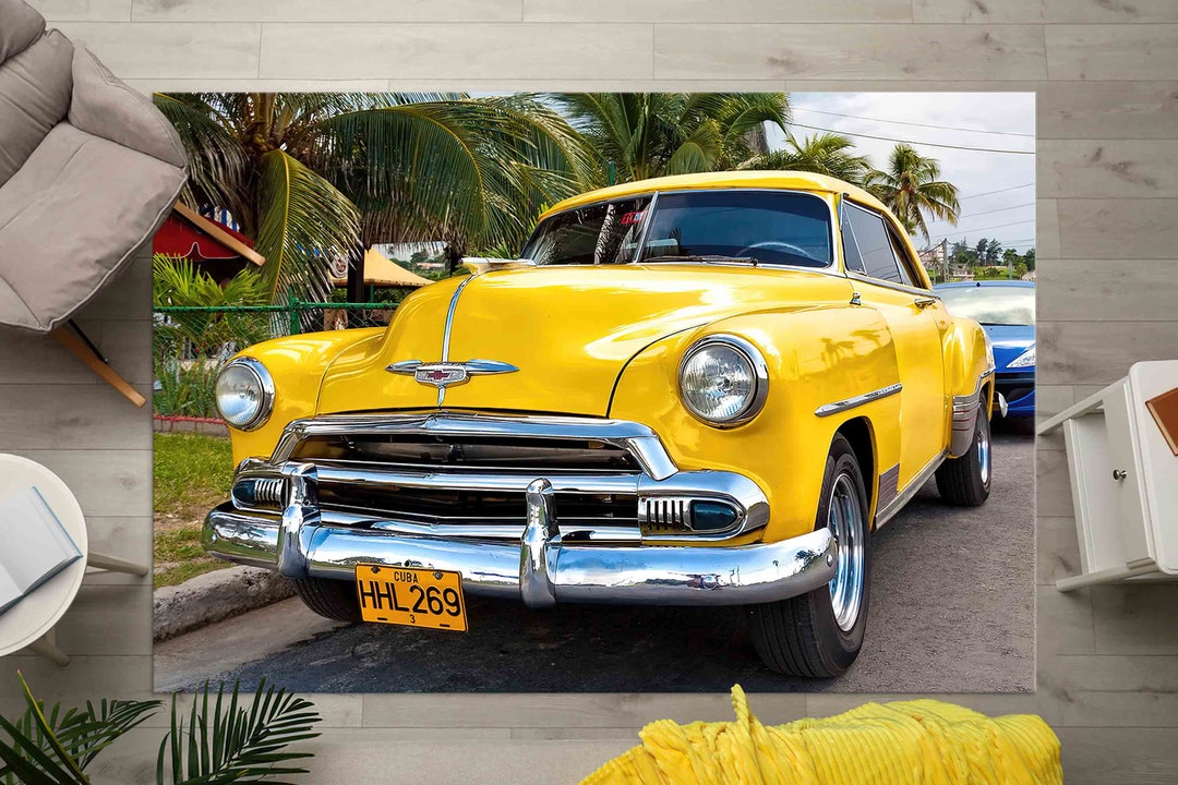 Retro Car Rug, Vintage Car Rug, Car Lover Gift Rug, Old Car Rug, Car ...