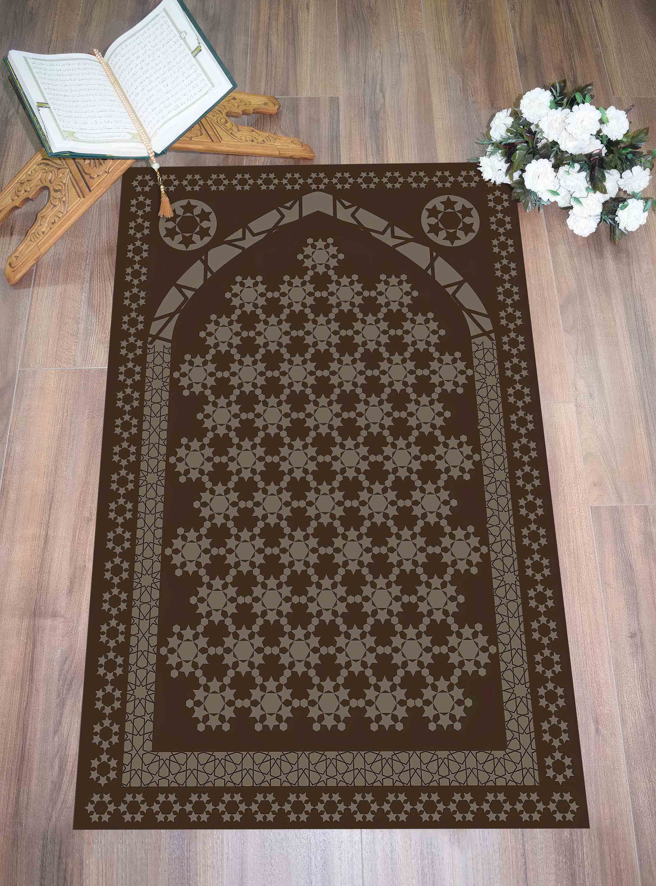 Round Islamic Rug Brown Prayer Rug Prayer Rugs Islamic Rug Non Slip Rug - Etsy