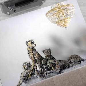 Office Decor Rug, Corridor Rug, Gift Rug, Anti-Slip Carpet, Banksy Cheetah Rug, Banksy Leopard Rug, Abstract Rugs, Step Rug, Saloon Rug,