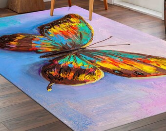 Schmetterling Malerei Teppich: Bunte Abstrakte Kunst, Eingangsbereich Akzent