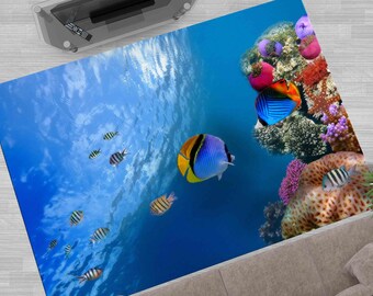 Underwater Fish View Rug, Coastal Decor, Housewarming Gift, Sea Rug