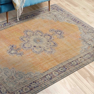 Luxury Rug, Step Rug, Entry Rug, Anti-Slip Carpet, Floral Pattern Turkish Rugs, Medallion Rug, Antique Style Rugs, Stair Rug, Farmhouse Rug,