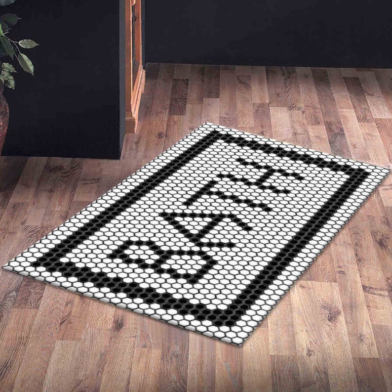 Black and White Chenille Rug: Modern Bathroom Decor image 6
