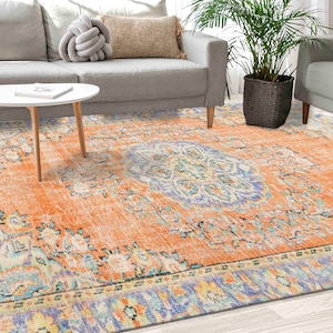 Saloon Rug, Thin Rug, Customs Rug, Non-Slip Carpet, Floral Medallion Rug, Floral Rug, Antique Decor Rugs, Stair Rug, Gift For Him,