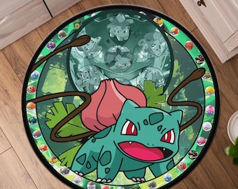 Bulbasaur Rug, Anime Rug, Game Room Decor, Play Room Rug, Housewarming Gift, Japanese Anime Rug, Personalized Decor Gift, Valentines Gift