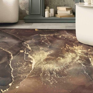 Brown Gold Marble Rug, Modern Marble Rug, Brown Rugs, Marble Rug, Salon Decor Rug, Chenille Rug, Luxury Rug, Office Decor Rug,