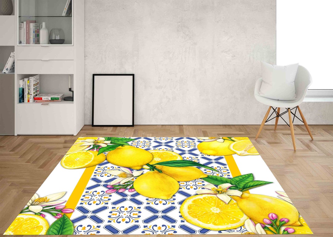 Lemon Rugs, Yellow Rug, Kitchen Rug, Modern Rugs, Outdoor Rug, Kitchen