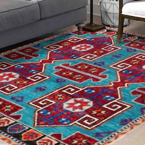 Teppich mit geometrischem Muster, Roter Teppich, Navajo-Teppich, Persischer Designteppich, Türkischer Teppich, Esszimmerteppich, Antiker Stil, Weicher Teppich, Housewarminggeschenk