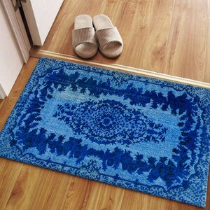 Blue Rugs, Medallion Pattern Rugs, Geometric Pattern Rugs, Turkish Rug, Easy To Clean Rug, Personalized Rug, Area Rug, Saloon Rug,