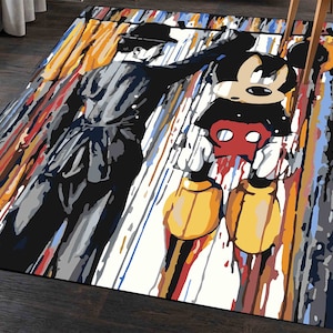3D Printeds Rug, Entryway Rug, Door Mat, Gift For Him, Charlie Chaplin And Mickey Mouse Rug, Colorful Rugs, Graffiti Rugs, Stair Rug,