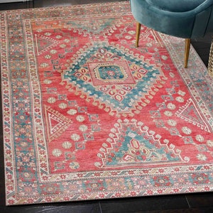 Small Rug, Wedding Rug, Salon Decor Rug, Housewarming Gift, Red Rugs, Boho Rug, Car Mat, Salon Decor Rug, Runner Rug, Chenille Rug, image 1