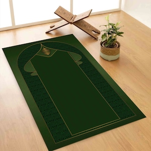 Green Prayer Rug, Gold Prayer Rug, Worship Rug, Modern Rug, 3D Printed Rug, Islamic Rug, Personalized Rug, Easy To Clean Rug, Popular Rugs,