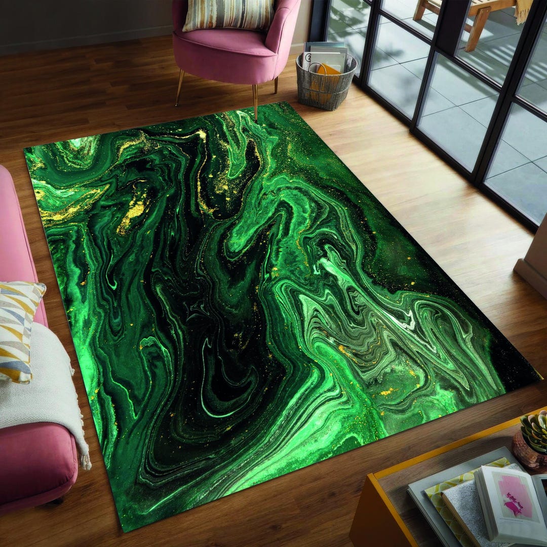 Deep Green Rug Pattern Marble Rugs, Deep Green Rug, Malachite Rugs, Marble Rug, Bath Rug, Wall ...
