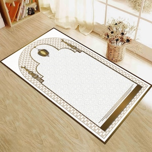 Gold Prayer Rug, Worship Rug, Muslim Home Rug, Religious Rug, Prayer Rug, Islamic Rug, Easy To Clean Rug, Spiritual Rug, Personalized Rug,
