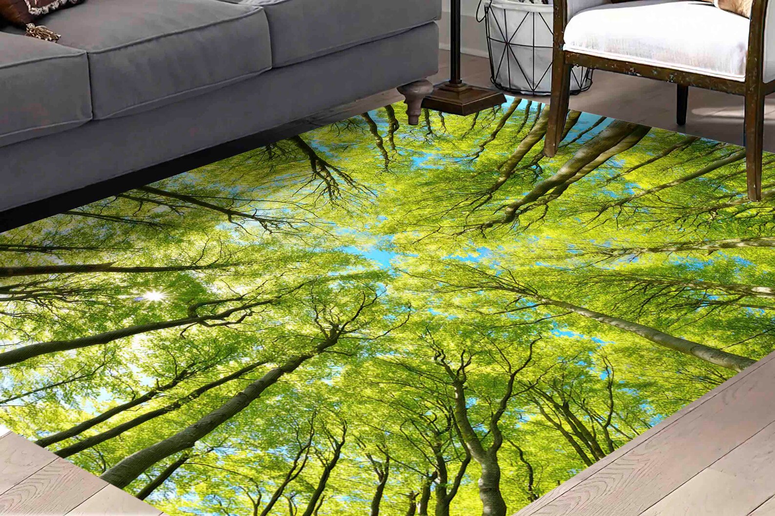 Tree Branch Rug, Tree Rug, Tree View Rug,forest View Rug, Green Rug