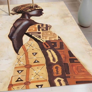 Eingangsteppich, Läufer, leicht zu reinigen, Afrikanische Frau Teppiche, Braune Teppiche, Ethnischer Teppich, Küchenteppich, Dekorativer Teppich, Wohndekor Teppich
