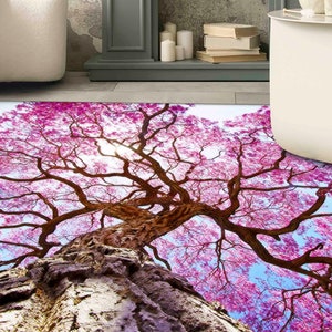 Colorful Rug, Entryway Rug, Pattern Rug, Handmade Gift, Tree Rug, Leaves Rug, Landscape Rugs, Non-Slip Carpet, Custom Rug, Pattern Rug,