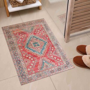 Small Rug, Wedding Rug, Salon Decor Rug, Housewarming Gift, Red Rugs, Boho Rug, Car Mat, Salon Decor Rug, Runner Rug, Chenille Rug, image 6