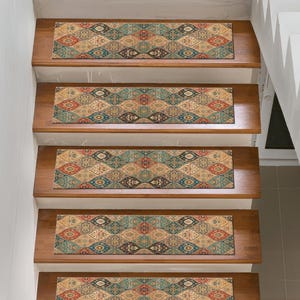 Ethnic Pattern Stair Rug: Handmade Tufted Polyester Step Treads