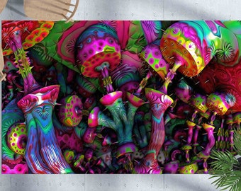 Tappeto a forma di fungo psichedelico: tappetino artistico colorato e psichedelico