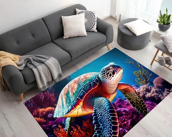 Zeeschildpaddenkleed: kleurrijk oceaankoraalrifontwerp
