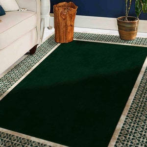 Gold and Green Rug, Geometric  Pattern Rug, Green Rug, Modern Rug, Runner Rug, Custom Rug, 3D Printed Rug, Small Rug, Accent Rug, Luxury Rug