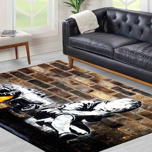 Machine Washable Rug, Office Rug, Customs Rug, Gift For Her, Banksy Praying Boy Rug, Banksy Street Art Rug, Banksy Rugs, Thin Rug, Door Mat,