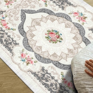 Prayer Rug, Beige Prayer Rug, Religious Rug, Muslim Rug, Islamic Rug, Mosque Accessories, Gift Rug, Easy To Clean Rug, Machine Washable Rug,