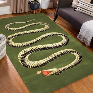 Easy to Clean Rug, Runner Rug, Dining Room Rug, Personalized Gifts, Snake Pattern Rugs, Green Rugs, Animal Rug, Area Rug, Step Rug,