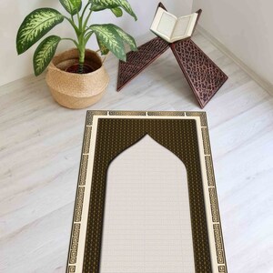 Prayer Rug Basic Brown Brown Prayer Rug, Gold Prayer Rug, Religious Rug, Luxury Prayer Rug ...