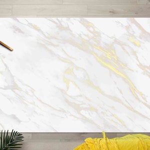 Gold Marble Rug, Luxury Marble Rug, White Marble Rugs, Alcohol Ink Rug, 3D Printeds Rug, Gift For Her, Personalized Gifts, Salon Rug,