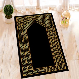 Gold Prayer Rug, Prayer Rug, Luxury Prayer Rug, Religious Rug, Spiritual Rug, Muslim Home Rug, Islamic Rug, Easy To Clean Rug, Gift For Him,