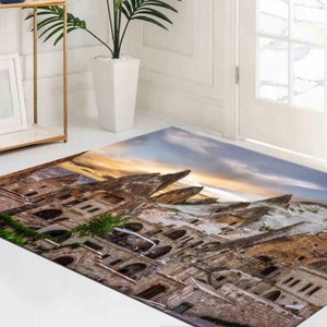 Chenille Rug, 3D Printeds Rug, Hallway Rug, Gift Rug, Winter Landscape in Cappadocia Rugs, Turkish Rug, View Rugs, Step Rug, Cappadocia Rug,
