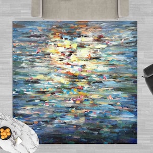 Water Reflection Painting Rug, Water Reflection Rug, Contemporary Rug, Modern Rugs, Accent Rug, Soft Rug, Small Rug, Decorative Rug,