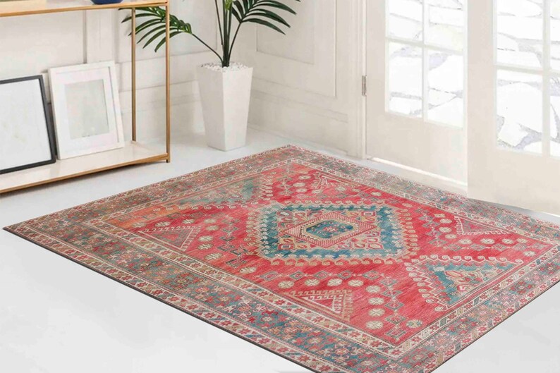 Small Rug, Wedding Rug, Salon Decor Rug, Housewarming Gift, Red Rugs, Boho Rug, Car Mat, Salon Decor Rug, Runner Rug, Chenille Rug, image 3