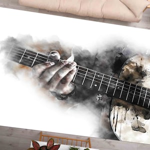 Alfombra de acuarela, alfombra de guitarra, alfombra de instrumentos musicales, alfombra de regalo para amantes de la música, alfombra de decoración de salón, alfombras de sala de música, alfombra suave, alfombra de pasillo, alfombra de escalón,