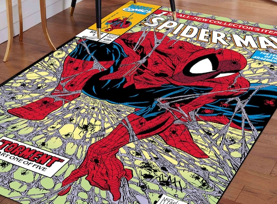 Hallway Rug, Round Rug, Personalized Rug, Handmade Gift, Spiderman Rug, Cartoon Rug, Kids Room Rug, Personalized Rug, Superhero Rug,