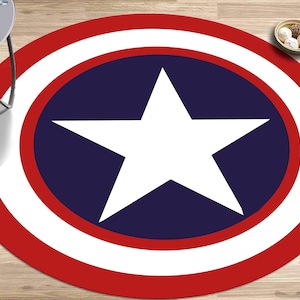 Captain America Rugs, Movie Room Rug, Round Rug, Modern Rugs, Luxury Rug, Bath Rug, Saloon Rug, Anti-Slip Carpet, Customs Rug, Area Rug,
